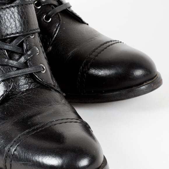 Prada Black Leather Ankle Laced Boot with Buckle - Picture 6 of 12